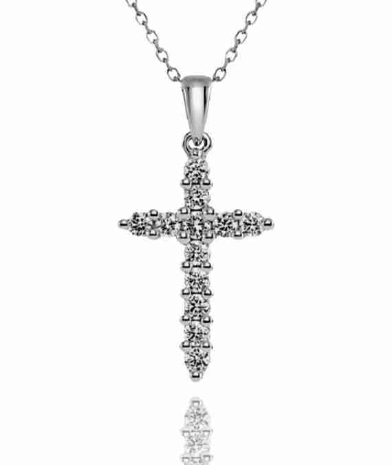 18k Gold Diamond Cross Necklace